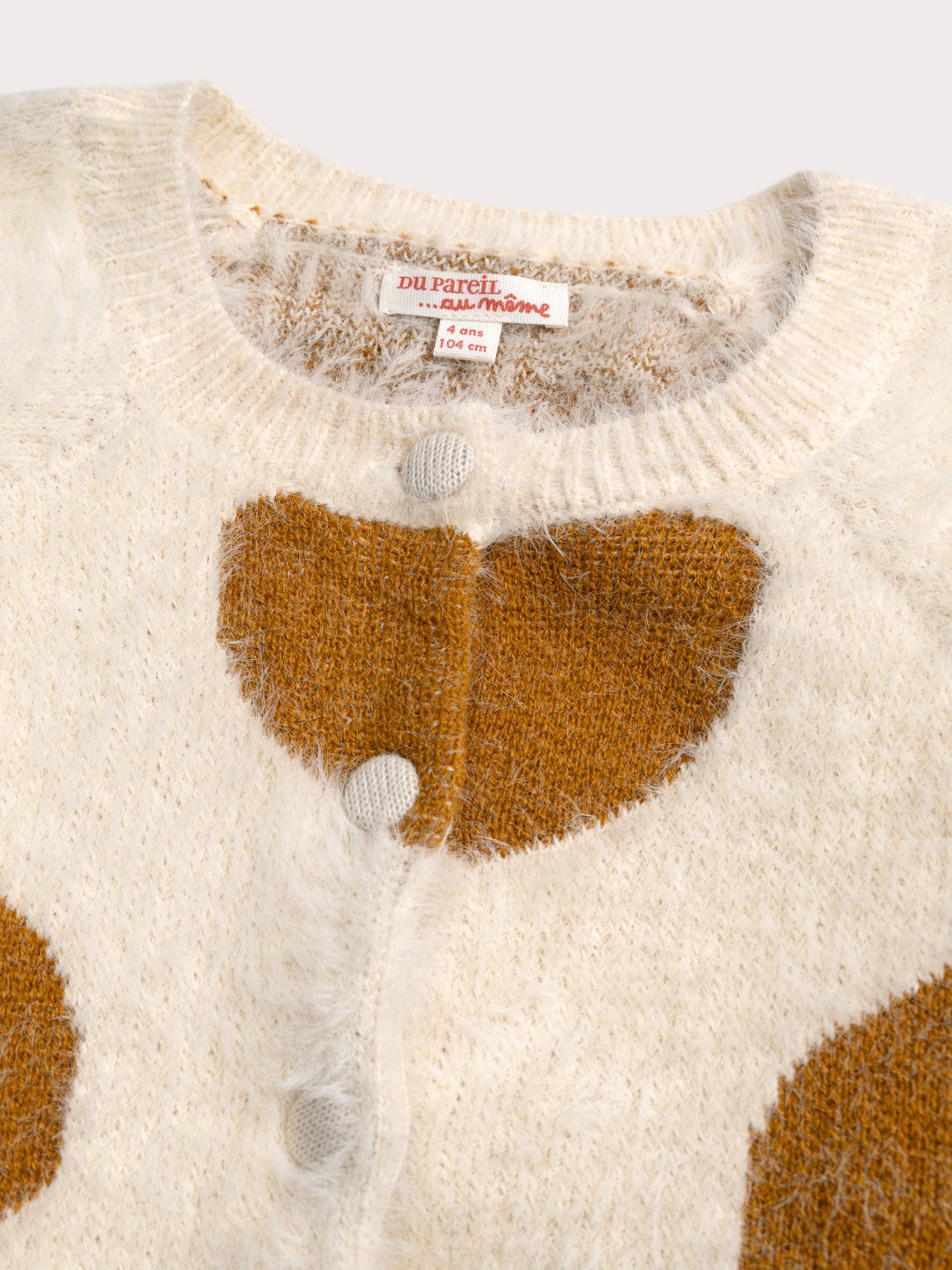 Cardigan en maille plume imprimé coeur
