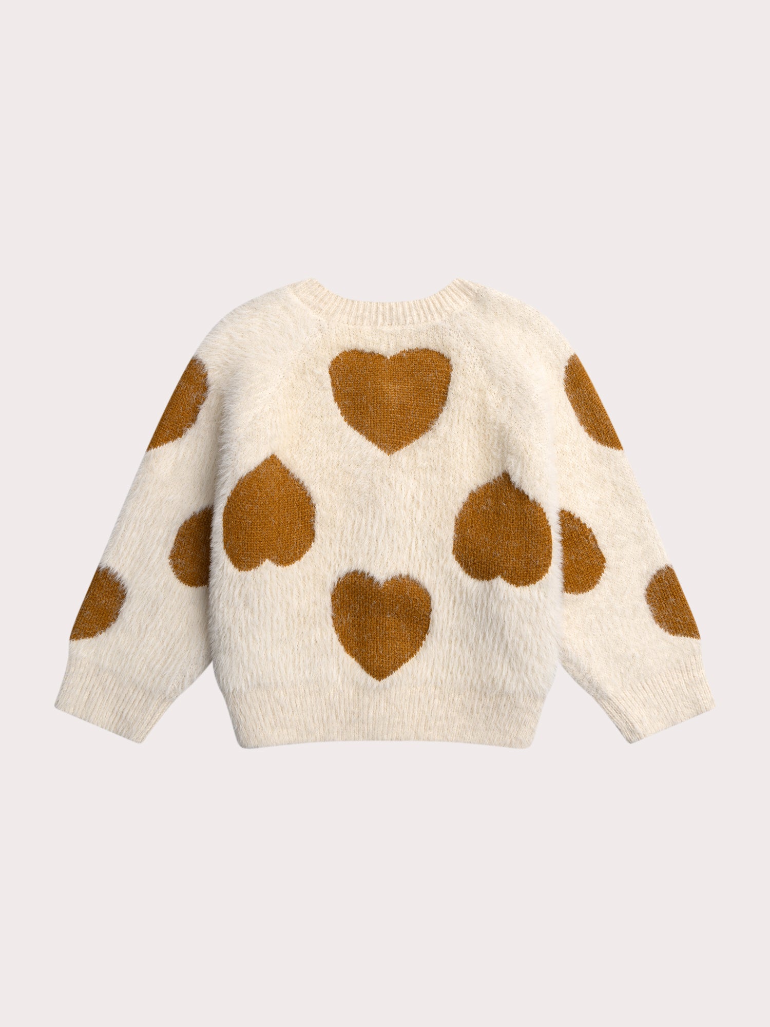 Cardigan en maille plume imprimé coeur