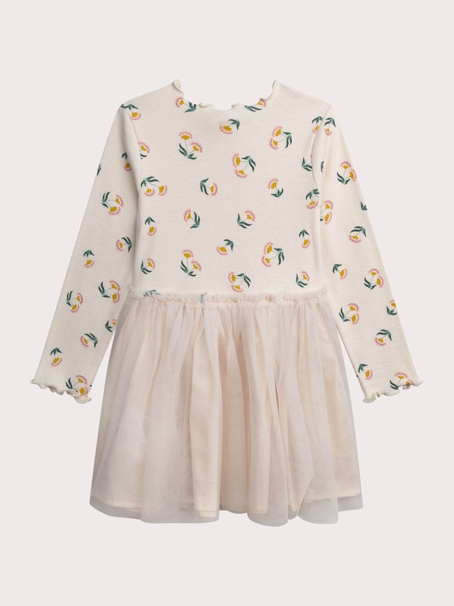 Robe écrue en côte et tulle
