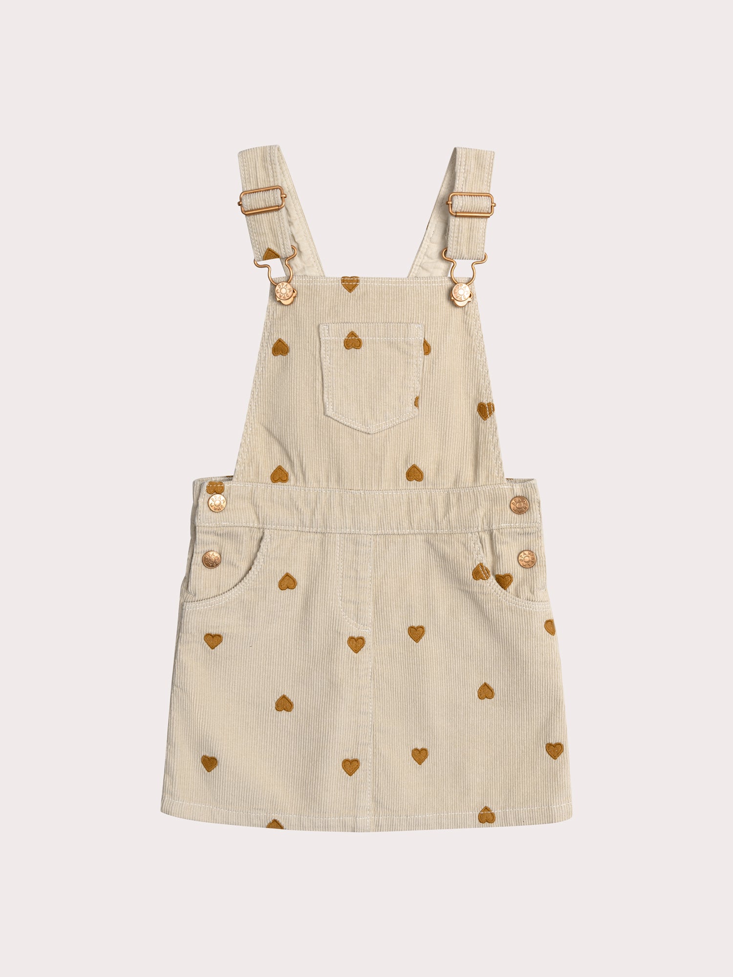 Robe salopette en velours milleraies imprimée coeur