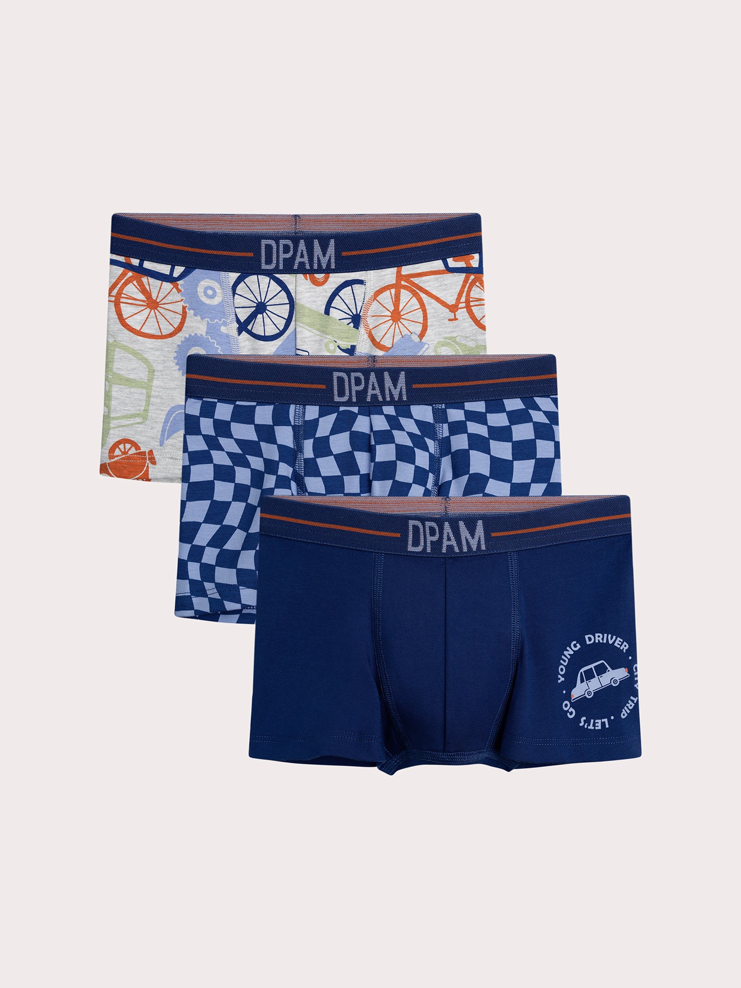 Lot de 3 boxers véhicules pour enfant garçon