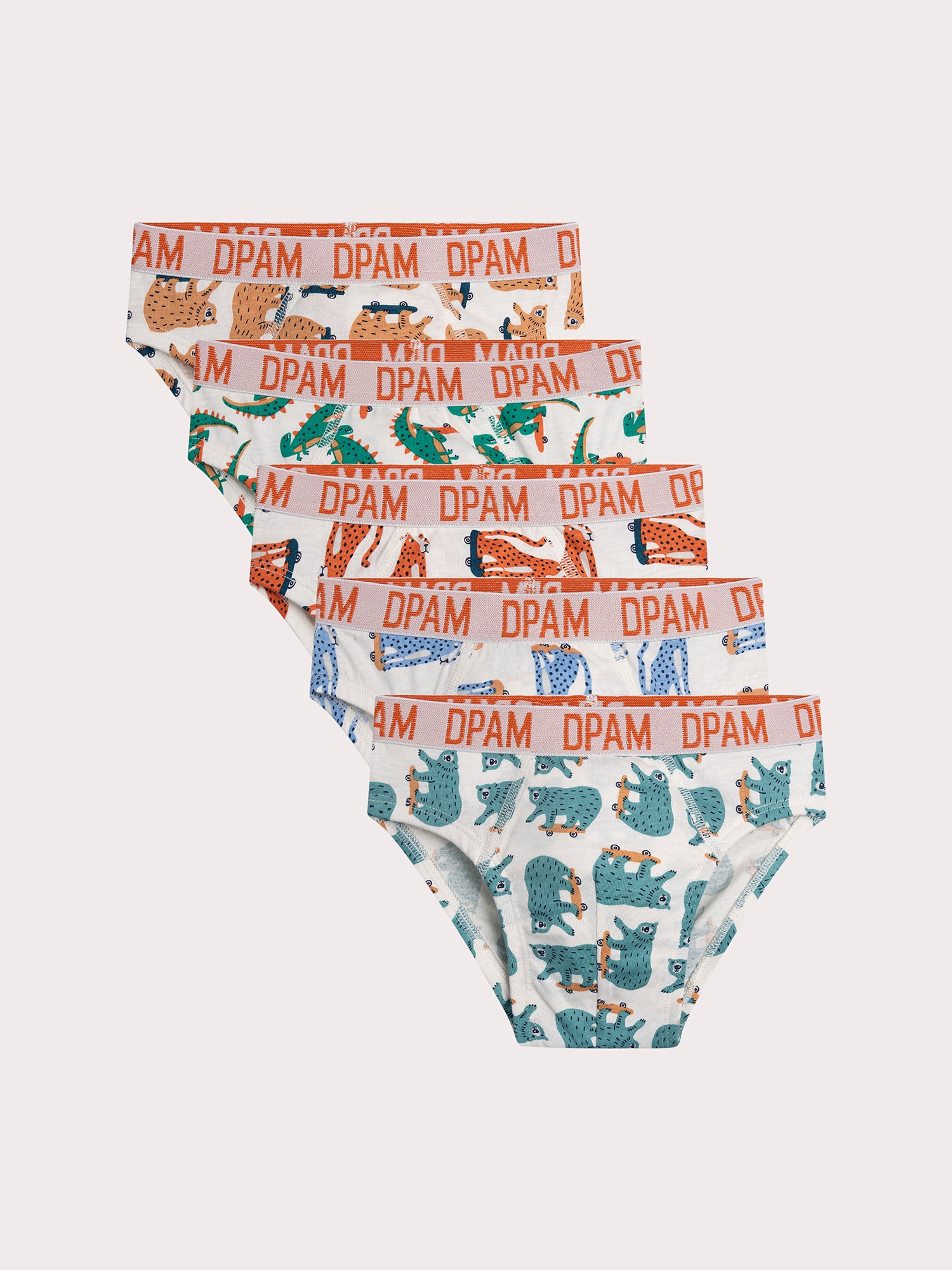 Lot de 5 slips animaux pour enfant garçon