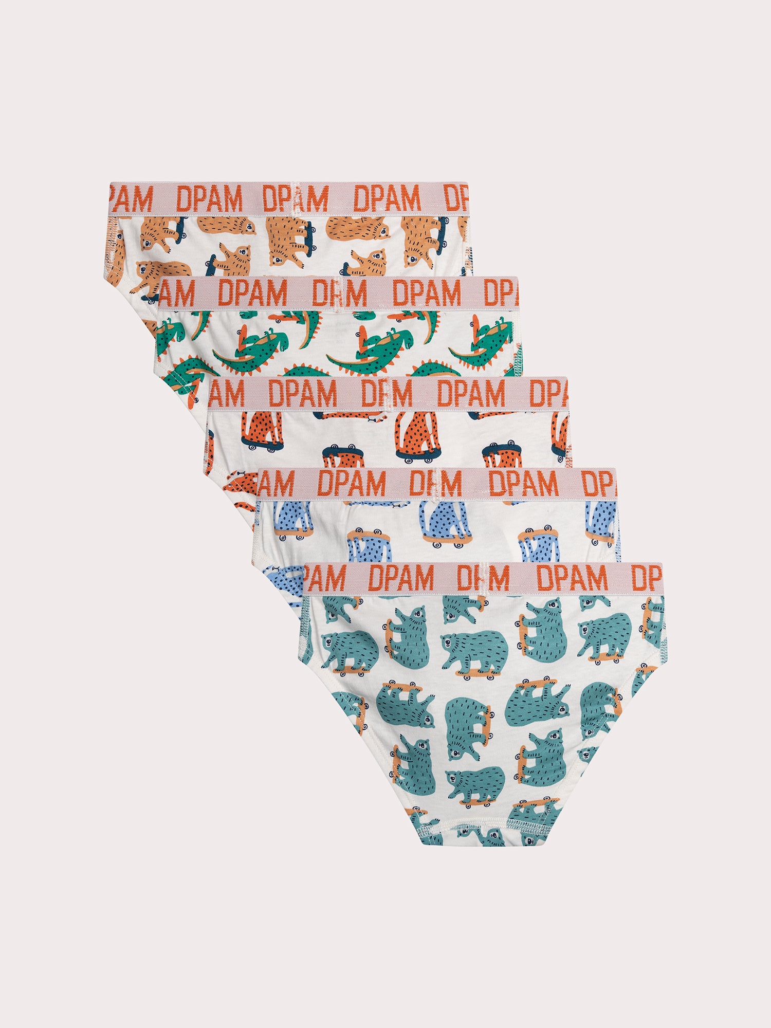 Lot de 5 slips animaux pour enfant garçon